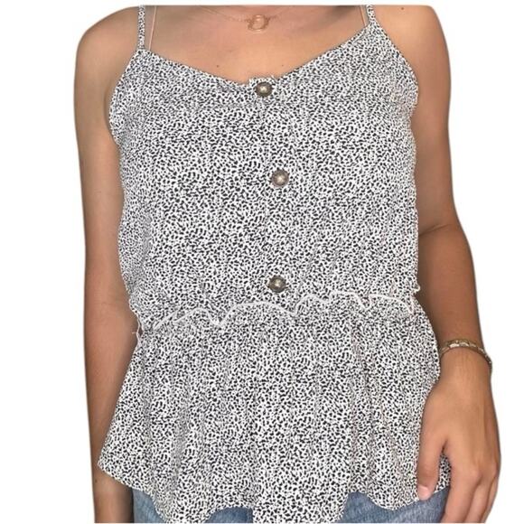 Sienna Sky Animal Print Peplum Hem Henley Tank Size Small - Picture 1 of 12